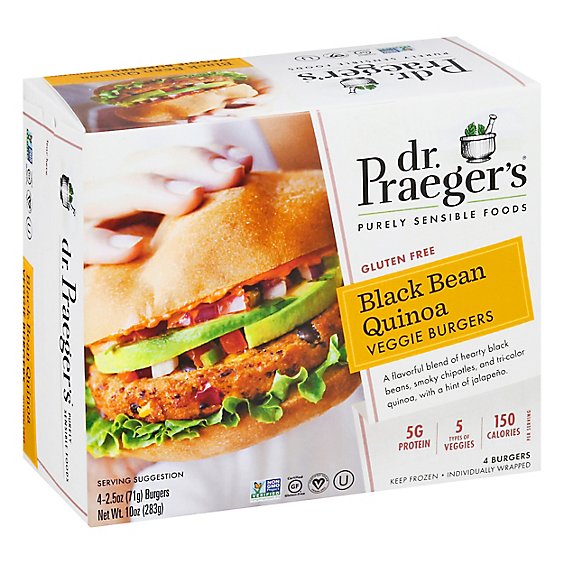 Dr. Praegers Veggie Burgers Black Bean Quinoa - 4-2.5 Oz