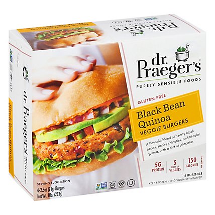 Dr. Praegers Veggie Burgers Black Bean Quinoa - 4-2.5 Oz - Image 1