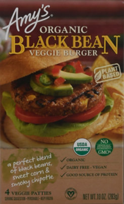 Amys Veggie Burger Black Bean - 10 Oz - Image 2