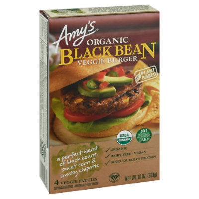 Amys Veggie Burger Black Bean - 10 Oz - Image 1