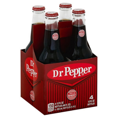 Dr Pepper Made With Sugar Soda Bottle - 4-12 Fl. Oz. - Image 1