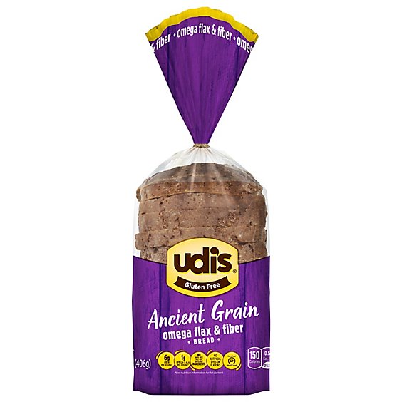 Udis Gluten Free Omega Flax & Fiber Bread - 14.3 Oz