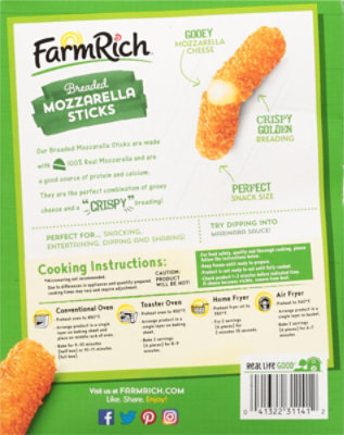Farm Rich Snacks Mozzarella Sticks Breaded - 24 Oz - Image 8