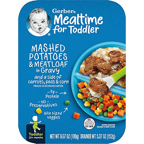 Gerber Baby Food Toddler Mashed Potatoes & Meatloaf In Gravy With Sides - 6.67 Oz