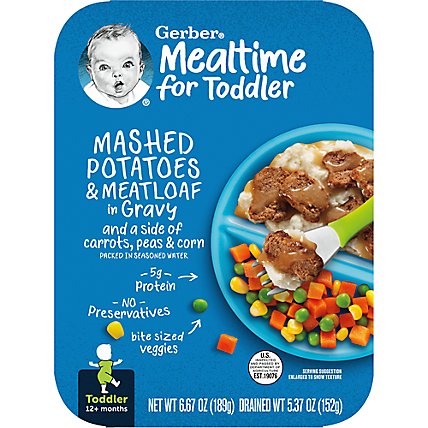Gerber Lil Entrees Mashed Potatoes and Meatloaf in Gravy Toddler Food Tray Multipack - 8-6.67 Oz - Image 1