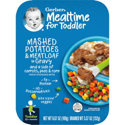 Gerber Baby Food Toddler Mashed Potatoes & Meatloaf In Gravy With Sides - 6.67 Oz
