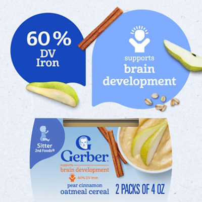 Gerber 2nd Foods Pear Cinnamon with Oatmeal Baby Foods Tub - 2-4 Oz - Image 2