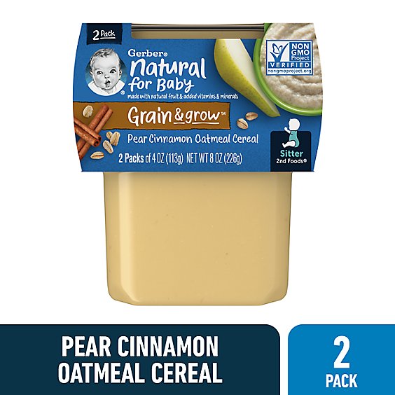 Gerber 2nd Foods Pear Cinnamon With Oatmeal Baby Foods Tub - 2-4 Oz