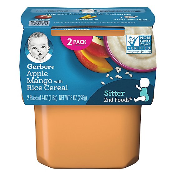 Gerber 2nd Foods Baby Food Apples & Mangoes With Rice Cereal - 2-4 Oz