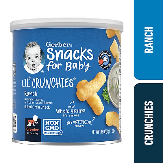 Gerber Snacks for Baby Lil Crunchies Ranch Puffs Canister - 1.48 Oz