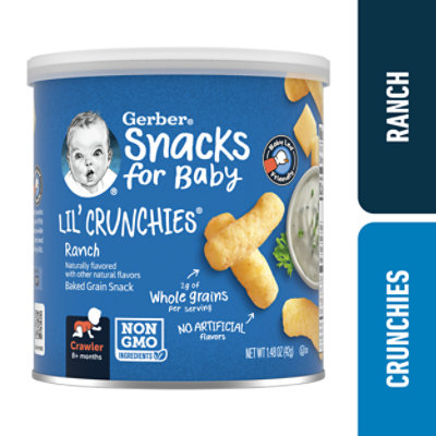Gerber Snacks for Baby Lil Crunchies Ranch Puffs Canister - 1.48 Oz