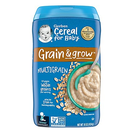 Gerber 2nd Foods Grain & Grow Multigrain Baby Cereal Canister - 16 Oz - Image 1