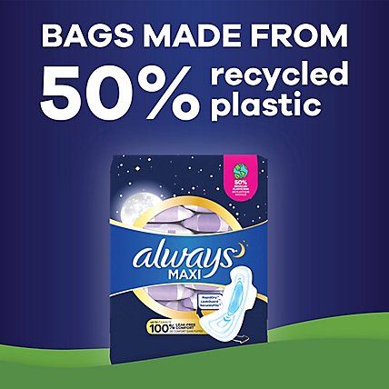 Always Maxi Pads Size 5 Overnight Absorbency Unscented with Wings - 27 Count - Image 3