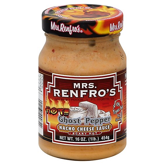 Mrs. Renfros Gourmet Sauce Scary Hot Nacho Cheese With Ghost Pepper Jar - 16 Oz