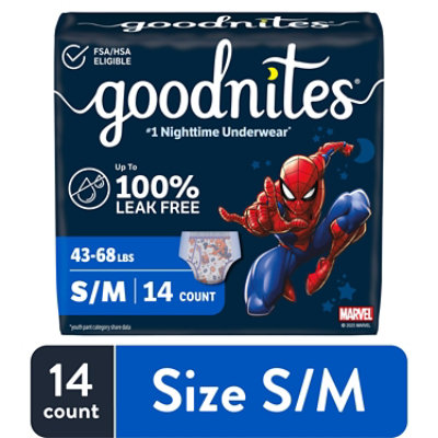 Goodnites Boys' Nighttime Bedwetting Underwear Size S/M (43-68 lbs) - 14 Count