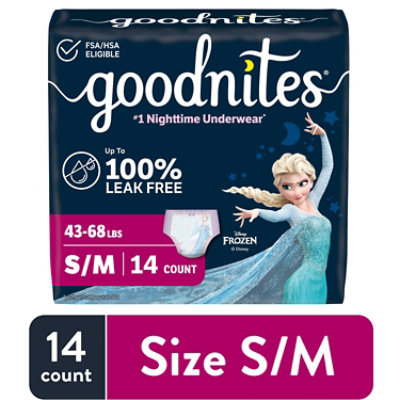 Goodnites Girls' Nighttime Bedwetting Underwear Size S/M (43-68 lbs) - 14 Count