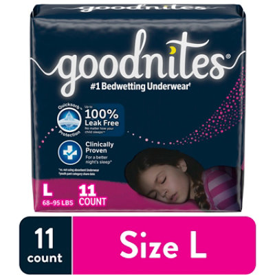 Goodnites Girls Nighttime Large Bedwetting Underwear - 11 Count