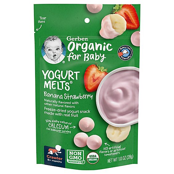 Gerber Yogurt Melts Baby Food Crawler Organic Banana Strawberry - 1 Oz