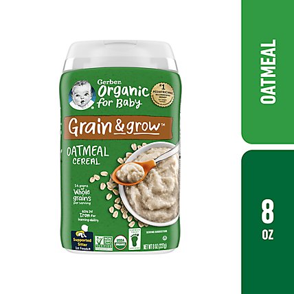 Gerber 2nd Foods Organic for Baby Grain & Grow Oatmeal Baby Cereal Canister - 8 Oz - Image 1