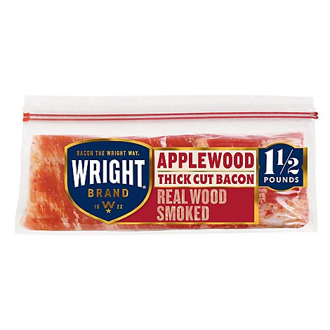 Wright Thick Sliced Applewood Smoked Bacon - 1.5 Lb