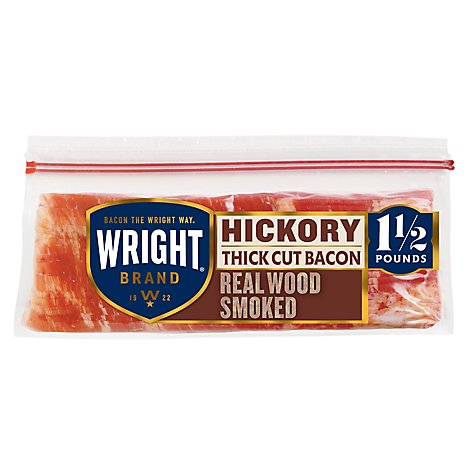 Wright Thick Sliced Hickory Smoked Bacon - 1.5 Lb