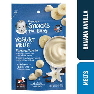 Gerber Yogurt Melts Banana Vanilla Freeze Dried Yogurt Snacks Bag for Baby - 1 Oz - Image 1