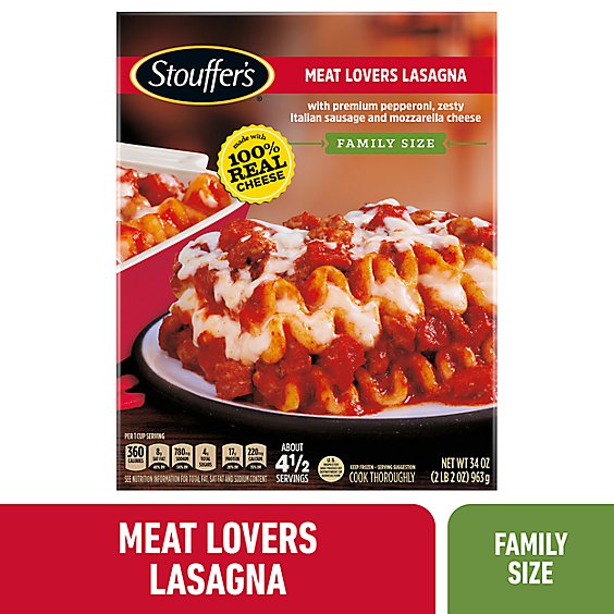 Stouffers Family Size Meat Lovers Lasagna Frozen Meal - 34 Oz