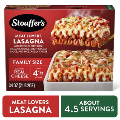 Stouffers Family Size Meat Lovers Lasagna Frozen Meal - 34 Oz