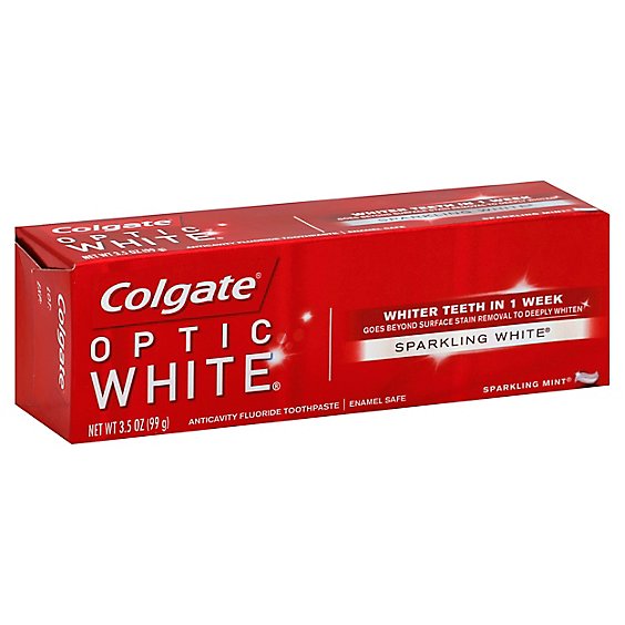 Colgate Optic White Toothpaste Anticavity Fluoride Sparkling Mint - 3.5 Oz