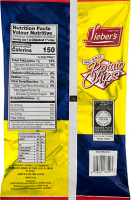 Liebers No Salt Potato Chips - 5 Oz - Image 5