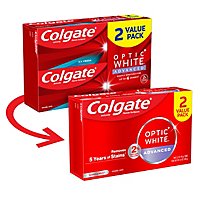 Colgate Optic White Advanced Teeth Whitening Toothpaste Sparkling White - 2-3.2 Oz - Image 2