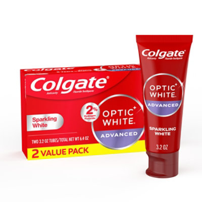 Colgate Optic White Advanced Teeth Whitening Toothpaste Sparkling White - 2-3.2 Oz - Image 1