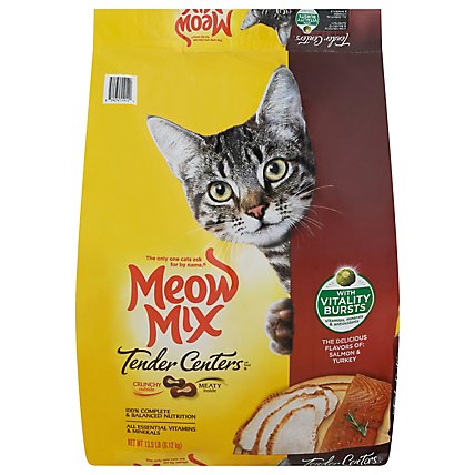 Meow Mix Cat Food Tender Centers 100% Complete Nutrition Salmon & Turkey Vitality Burst - 13.5 Lb - Image 1