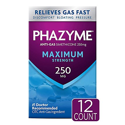 Phazyme Anti-Gas Softgels Maximum Strength 250 mg - 12 Count - Image 1
