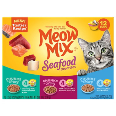 Meow Mix Savory Morsels Cat Food Cups Seafood Favorites Variety Pack - 12-2.75 Oz - Image 3