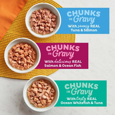 Meow Mix Savory Morsels Cat Food Cups Seafood Favorites Variety Pack - 12-2.75 Oz - Image 2