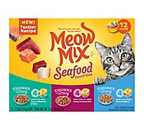 Meow Mix Savory Morsels Cat Food Cups Seafood Favorites Variety Pack - 12-2.75 Oz