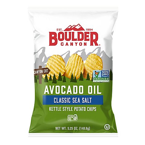 Boulder Canyon Authentic Foods Potato Chips Avocado Oil Canyon Cut Sea Salt - 5.25 Oz
