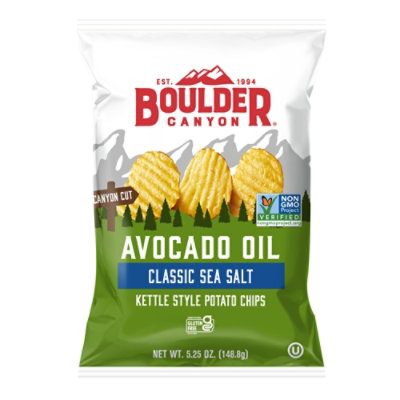 Boulder Canyon Authentic Foods Potato Chips Avocado Oil Canyon Cut Sea Salt - 5.25 Oz