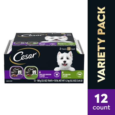 Cesar Classic Loaf In Sauce Top Sirloin & Grilled Chicken Adult Wet Dog Food VP 12 Count - 3.5 Oz - Image 1