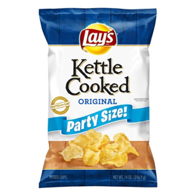 Lays Potato Chips Kettle Cooked Original Party Size! - 14 Oz