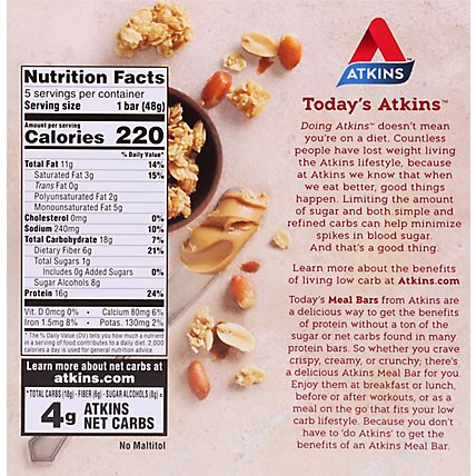 Atkins Advantage Bar Peanut Butter Granola - 5-1.7 Oz - Image 3