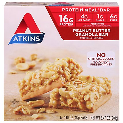 Atkins Advantage Bar Peanut Butter Granola - 5-1.7 Oz - Image 1