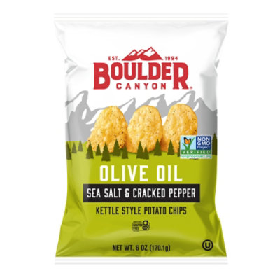 Boulder Canyon Authentic Foods Potato Chips Kettle Cooked Sea Salt & Cracked Pepper - 6 Oz - Image 1