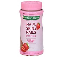 Natures Bounty Optimal Solutions Dietary Supplement Gummies Hair Skin & Nails - 80 Count