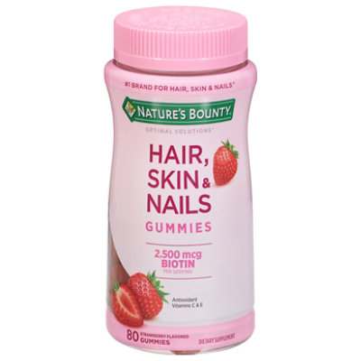 Natures Bounty Optimal Solutions Dietary Supplement Gummies Hair Skin Nails 80 Count Safeway