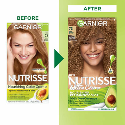 Garnier Nutrisse 73 Dark Golden Blonde Honey Dip Nourishing Hair Color Creme Kit - Each - Image 2