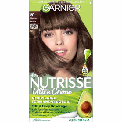 Garnier Nutrisse Nourishing Hair Color Creme 51 Medium Ash Brown (Cool Tea) Kit - Each - Image 1