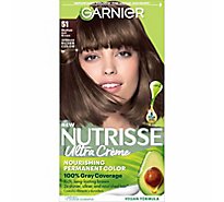 Garnier Nutrisse 51 Medium Ash Brown Cool Tea Nourishing Hair Color Creme Kit - Each