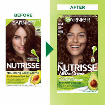 Garnier Nutrisse 434 Deep Chestnut Brown Chocolate Nourishing Hair Color Creme Kit - Each - Image 2